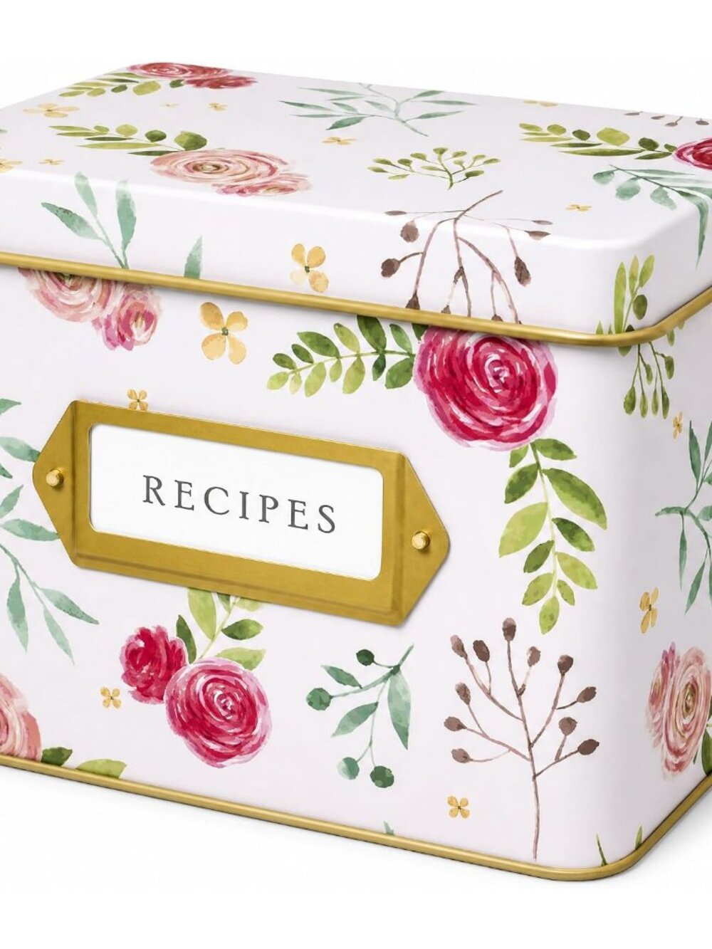 Decorative Recipe Tin Box | 4x6 Recipe Card Holder